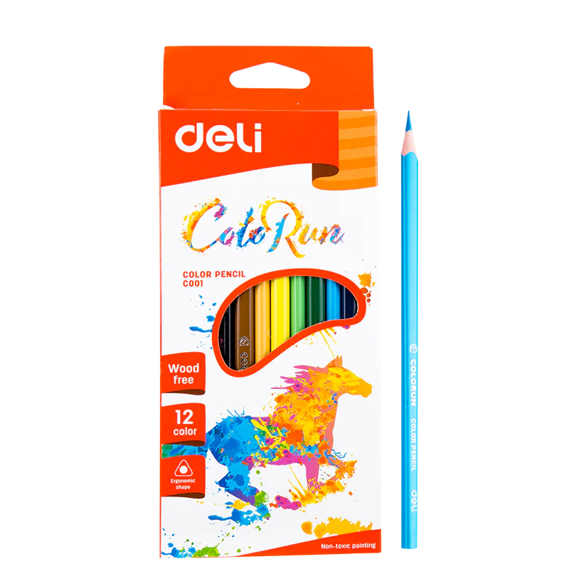 Deli Woodless Plastic Color Pencil 12Pcs