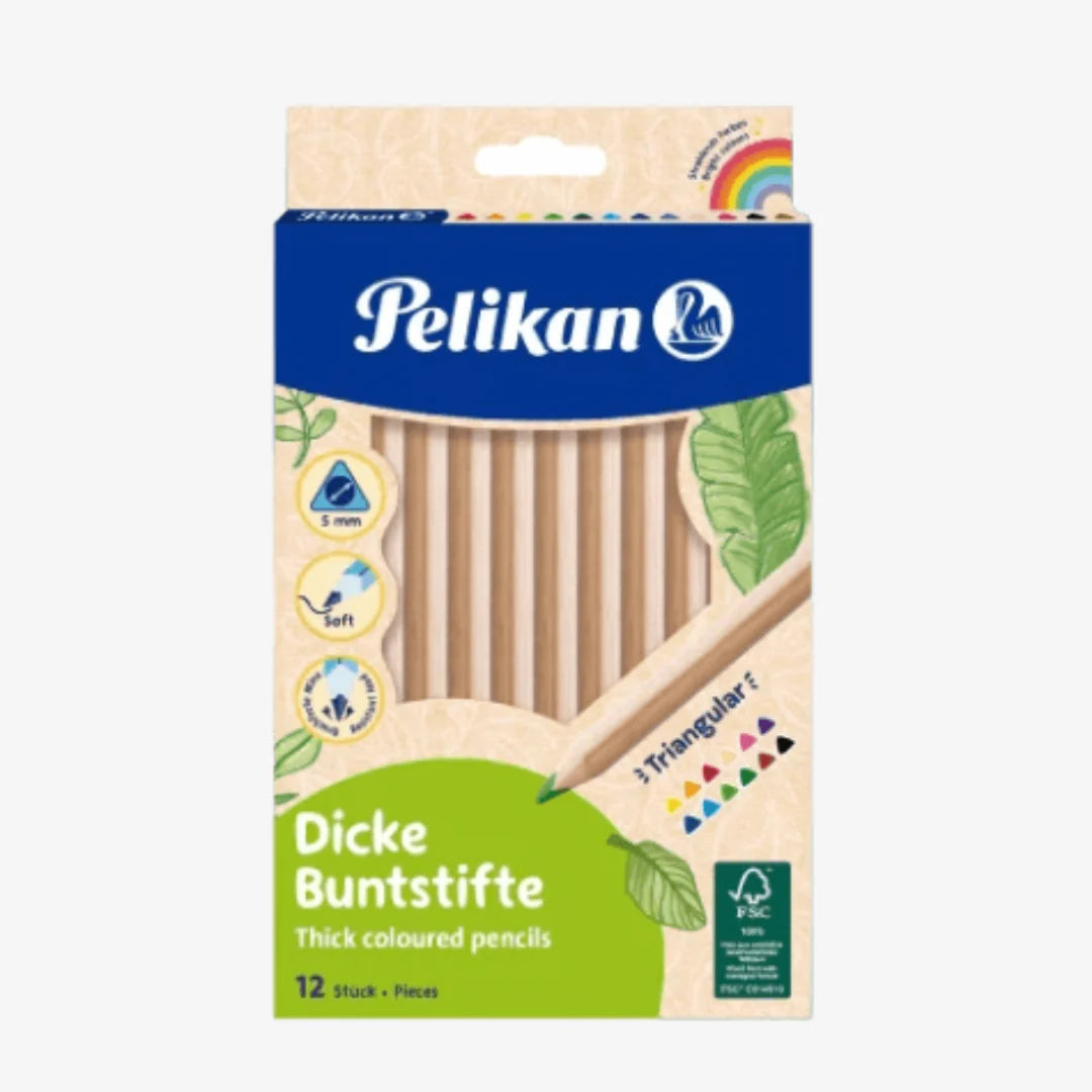 Pelikan Natural Wood Jumbo Color Pencils - Pack of 12