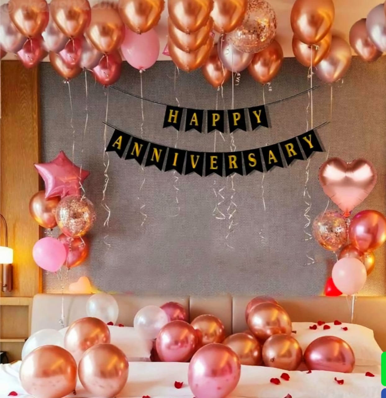 Anniversary Balloon Pack - Foil Happy Anniversary ( Golden White & Red)