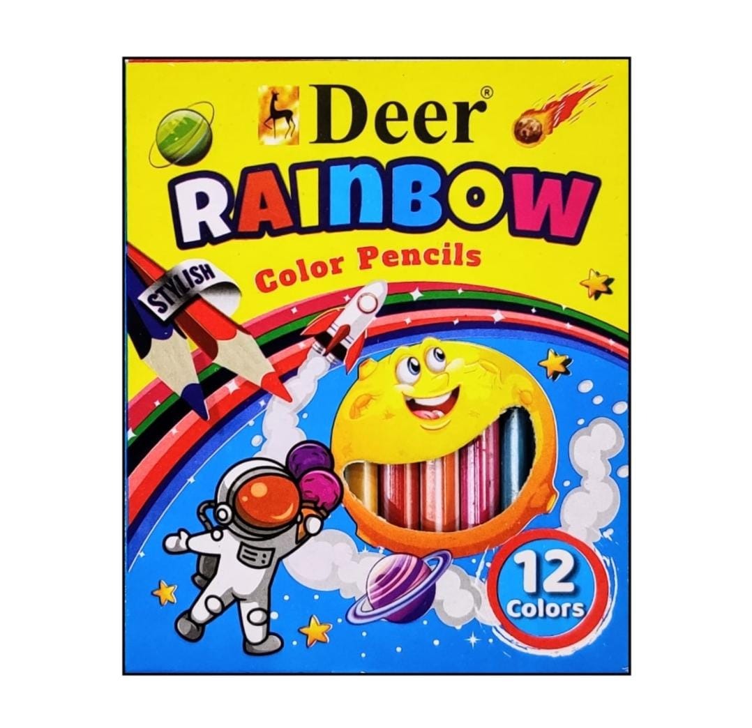 Deer rainbow color pencils half