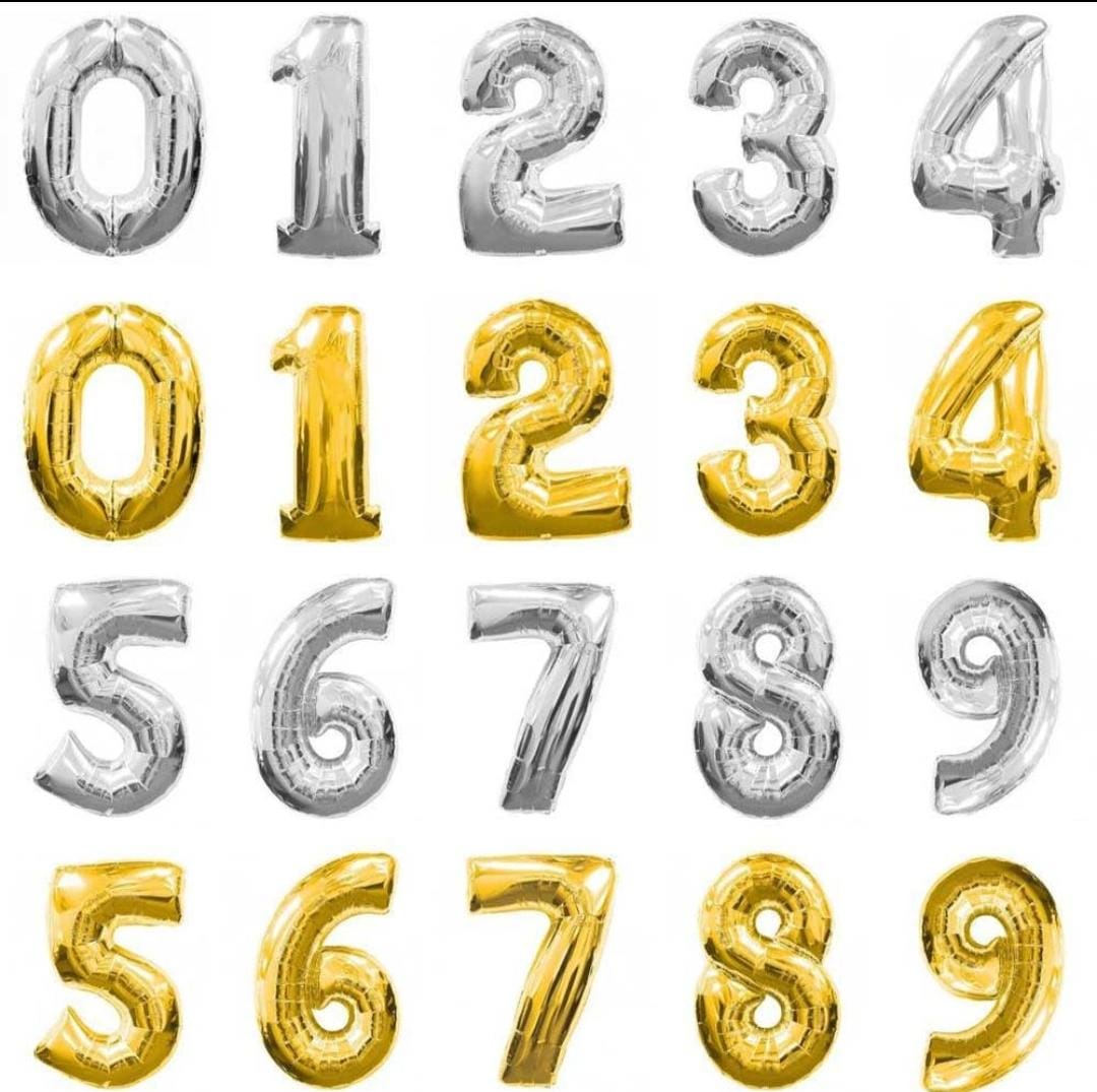 Number Foil Balloons 16 inch golden/silver/Rose gold