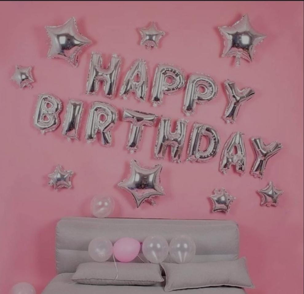 Happy Birthday silver Theme star balloons