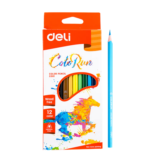 Deli Woodless Plastic Color Pencil 12Pcs