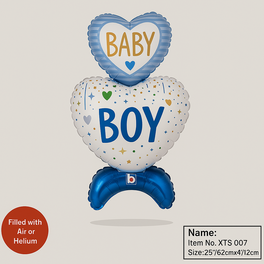 25-Inch Baby Boy Foil Balloon – Heart-Shaped Gender Reveal or Baby Shower Decoration