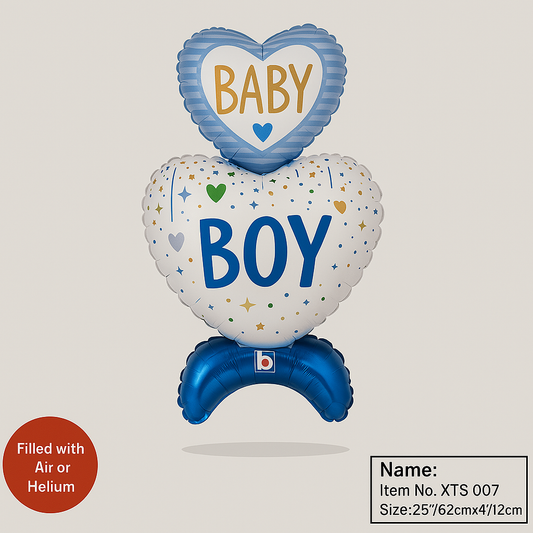 25-Inch Baby Boy Foil Balloon – Heart-Shaped Gender Reveal or Baby Shower Decoration