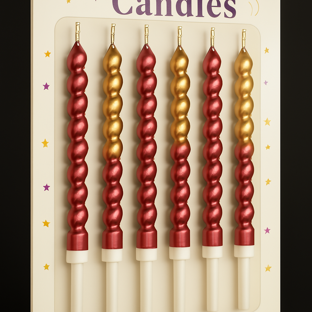 Double Shade Spiral Party Candles – Pack of 6 | 6 Color Variants for All Celebrations