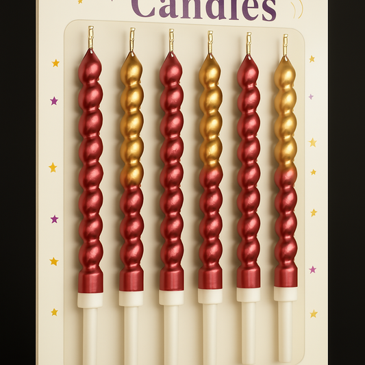 Double Shade Spiral Party Candles – Pack of 6 | 6 Color Variants for All Celebrations