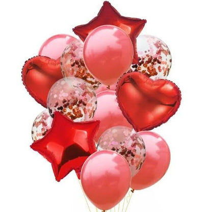 Balloons Confetti Latex Foil Star&Heart (Pack of 14)