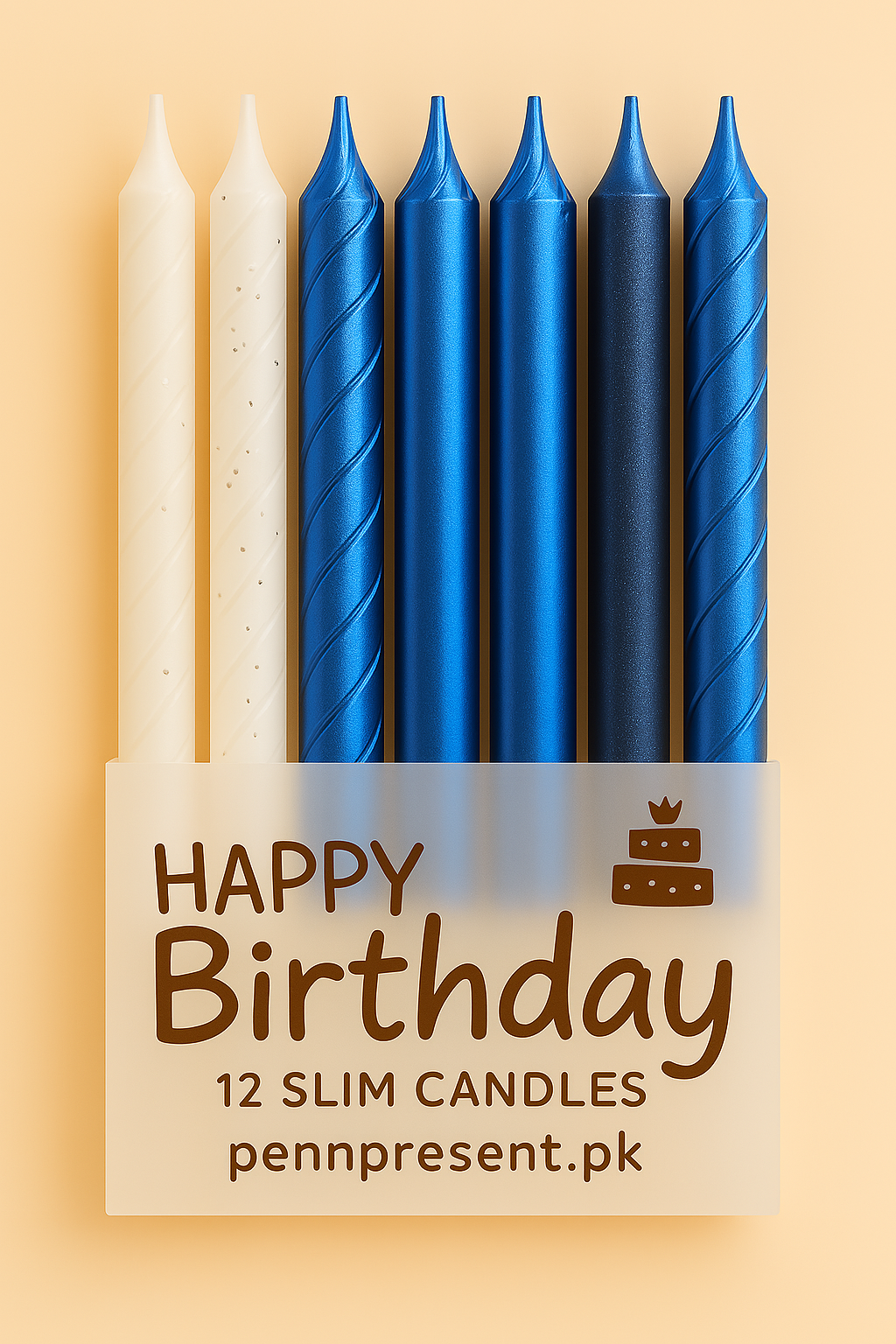 Blue & Black White Birthday Candles – 12 Slim Cake Candles Set