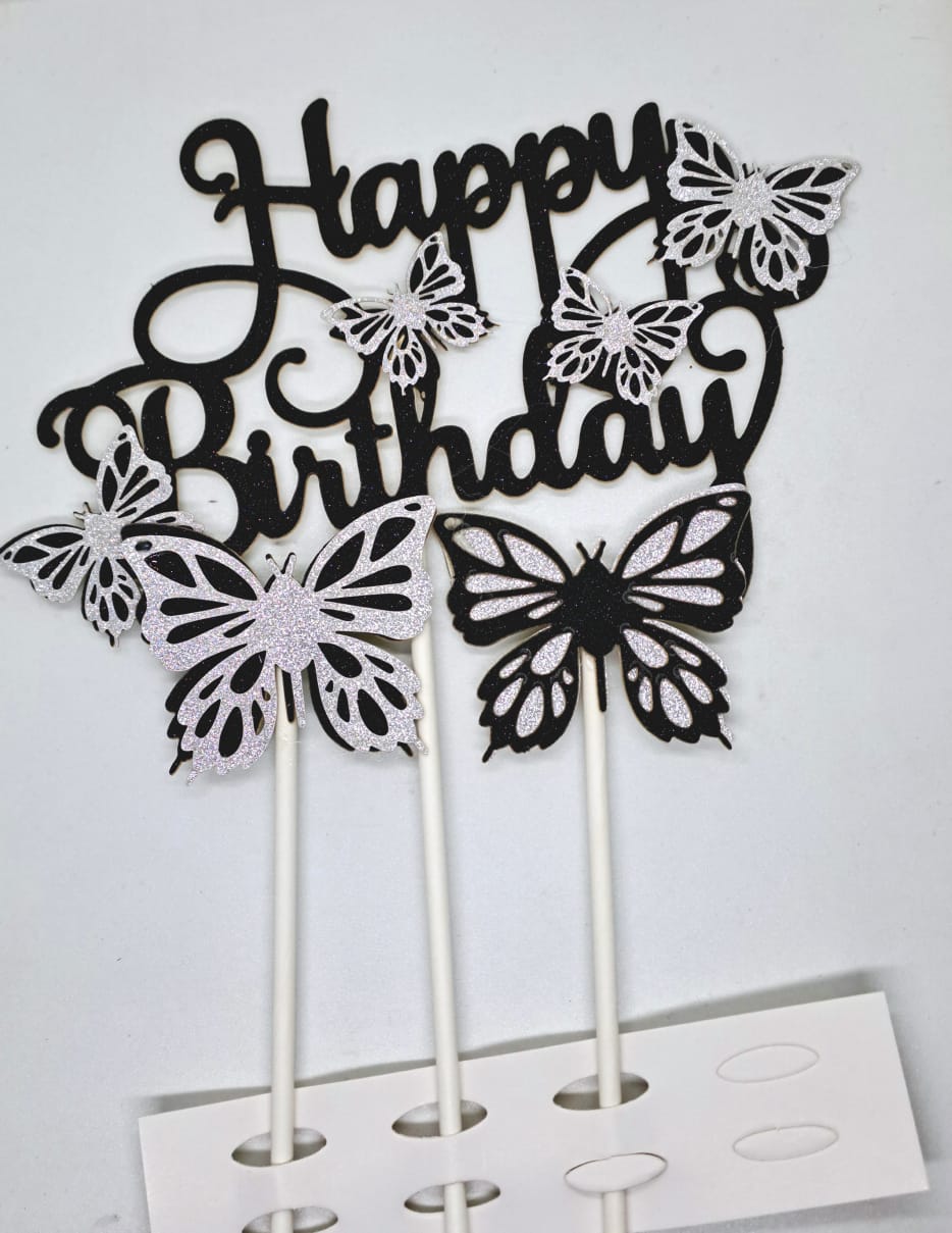 Happy Birthday & butterfly Cake Topper