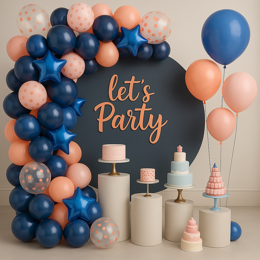 Elegant Balloon Pack of (80) – Peach, Navy & Pink