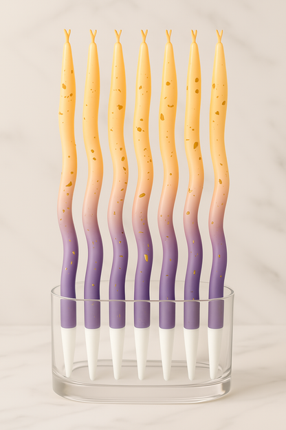 Elegant Wave Double Shade Candles – Pack of 12 (4 Unique Colors)
