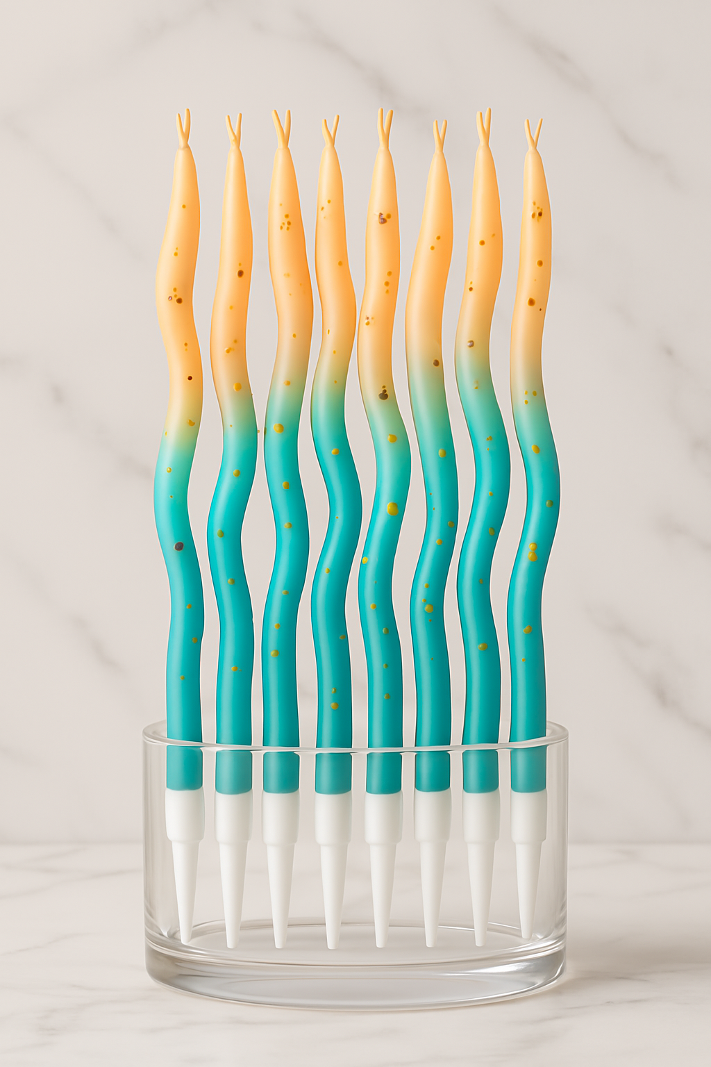 Elegant Wave Double Shade Candles – Pack of 12 (4 Unique Colors)
