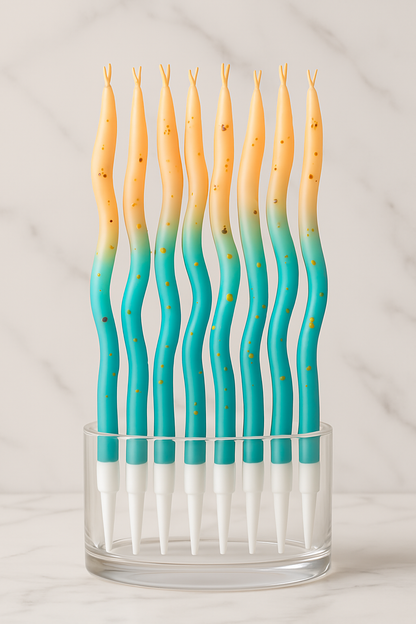 Elegant Wave Double Shade Candles – Pack of 12 (4 Unique Colors)