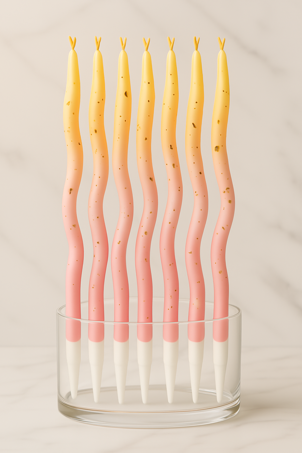 Elegant Wave Double Shade Candles – Pack of 12 (4 Unique Colors)