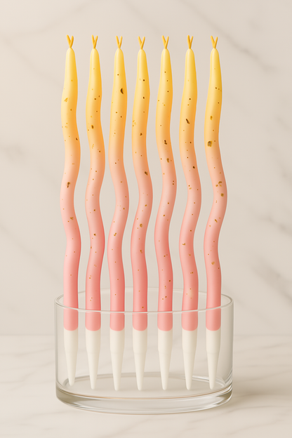 Elegant Wave Double Shade Candles – Pack of 12 (4 Unique Colors)