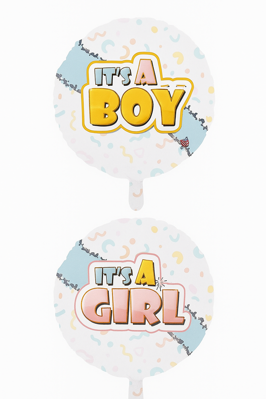 Gender Reveal Foil Balloons – “It’s a Boy” & “It’s a Girl” – 18" Round Baby Shower Decorations
