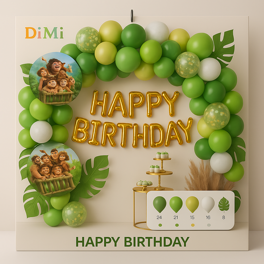 Jungle Theme Birthday Balloon Decoration Kit green white