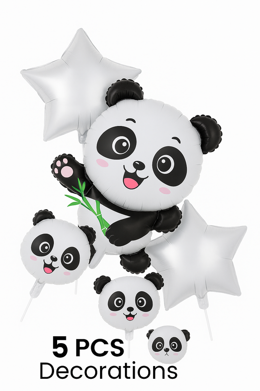 Panda Party Balloon Set – 5Pc Helium Foil Animal Decoration Kit