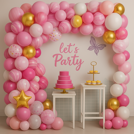 Pink & Gold Balloon Backdrop Photo – Party Decor Inspiration for birthday special day