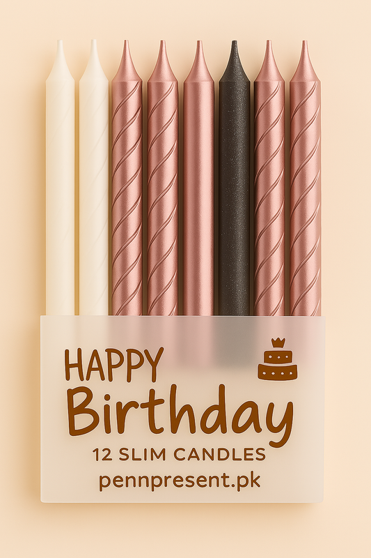 Rose Gold & Cream Slim Birthday Candles – 12-Pack by PennPresent