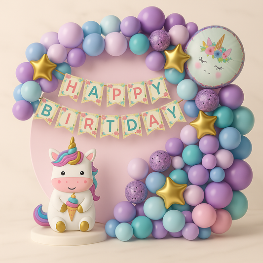 Unicorn Birthday Balloon Decoration Set – Pastel Theme