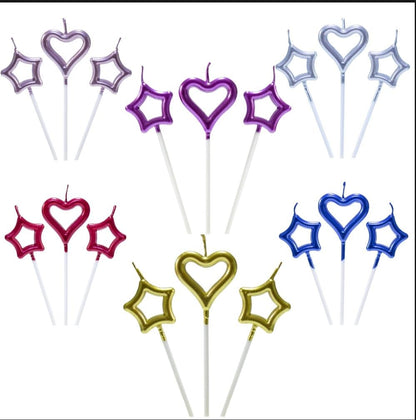 Pack of 3 Star Heart shaped candles