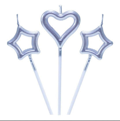 Pack of 3 Star Heart shaped candles