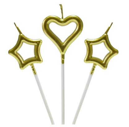 Pack of 3 Star Heart shaped candles