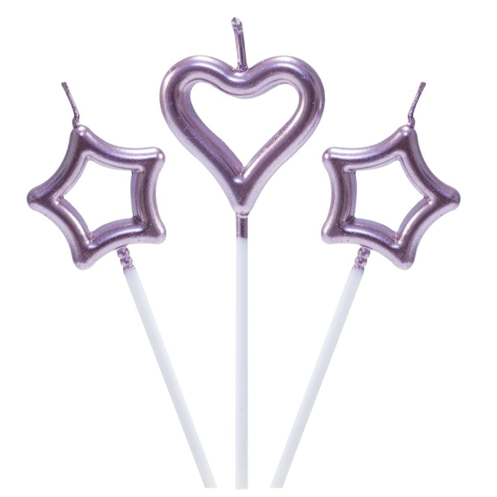 Pack of 3 Star Heart shaped candles