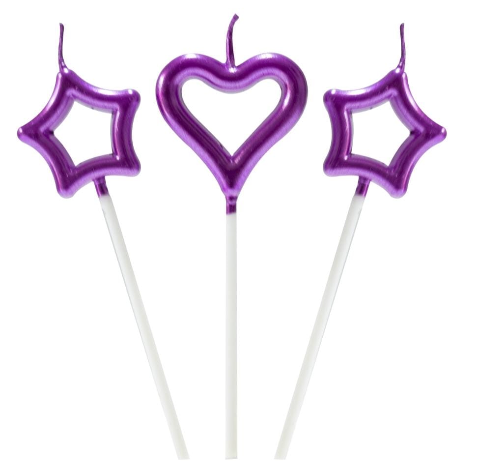 Pack of 3 Star Heart shaped candles