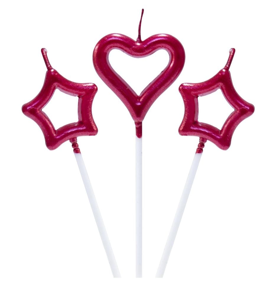 Pack of 3 Star Heart shaped candles