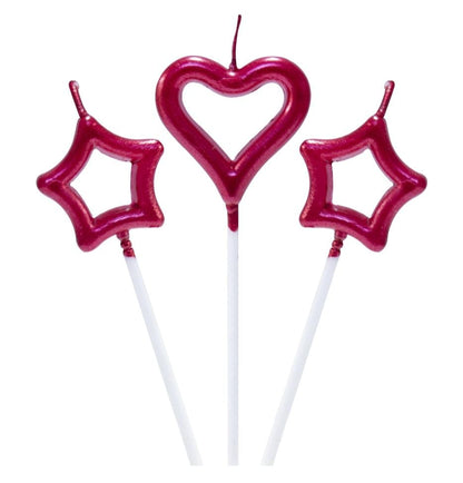 Pack of 3 Star Heart shaped candles