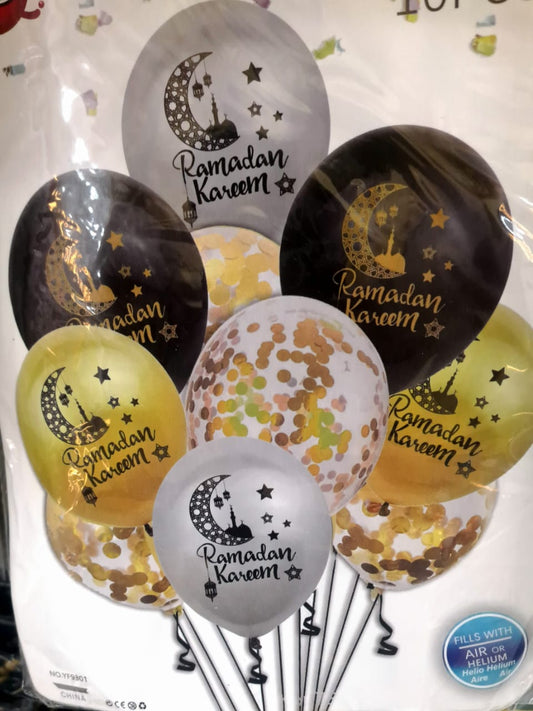 Ramadan Mubarak pack of 10 balloons