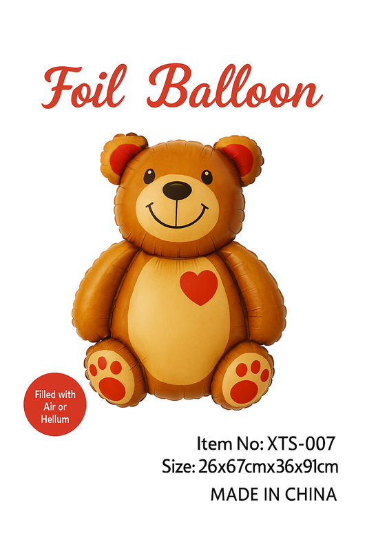 Teddy Love Foil Balloon Heart