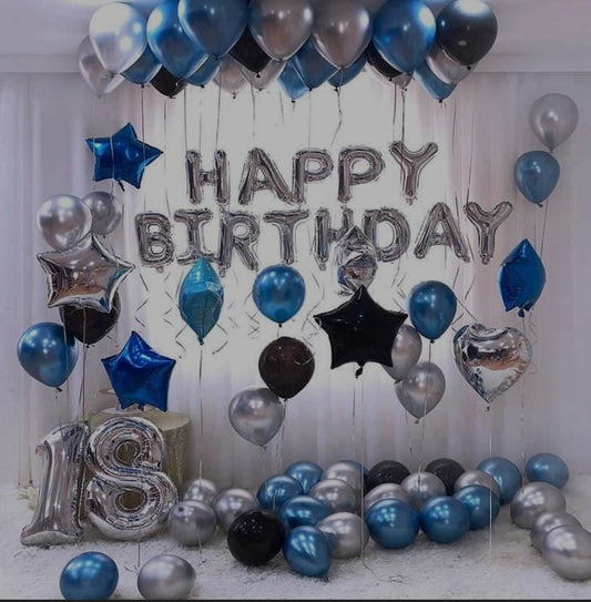 Happy Birthday Silver blue Theme