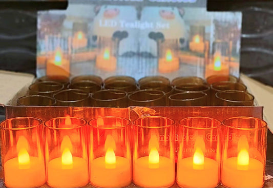 Led Brown Glass Candle
