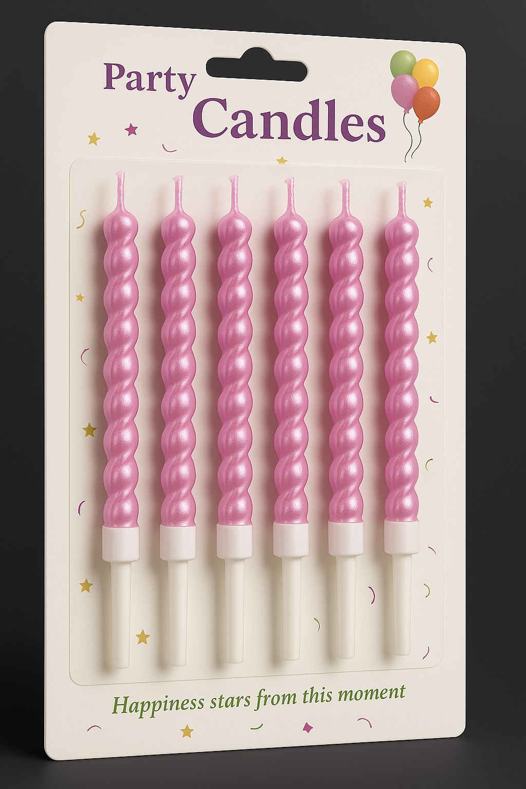 Twist Wave Party Candles – Set of 6 | Golden, Red, Pink, Blue, Rose Gold & Silver