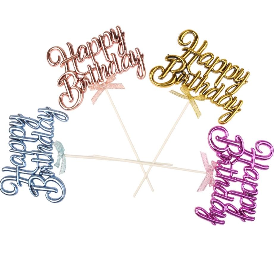 Happy Birthday Cake Topper – Plastic 3D Design