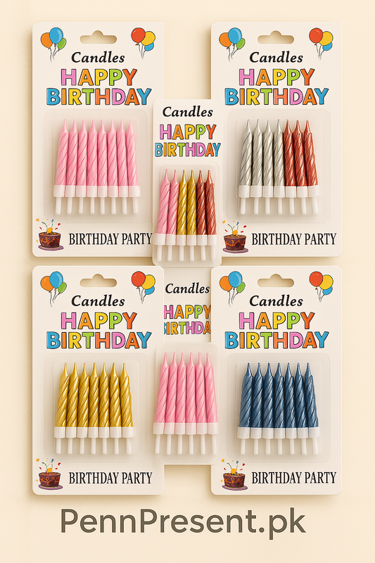 Spiral Birthday Candles – Set of 10 | Colorful Cake Candles