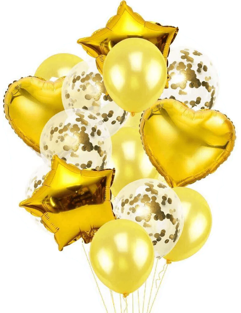 Balloons Confetti Latex Foil Star&Heart (Pack of 14)