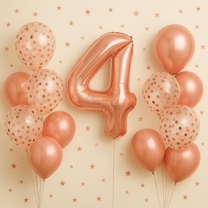 Number Balloon Photo Backdrop – Silver, Gold & Rose Gold (1–9)