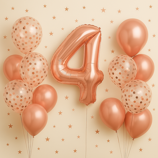 Number Balloon Photo Backdrop – Silver, Gold & Rose Gold (1–9)