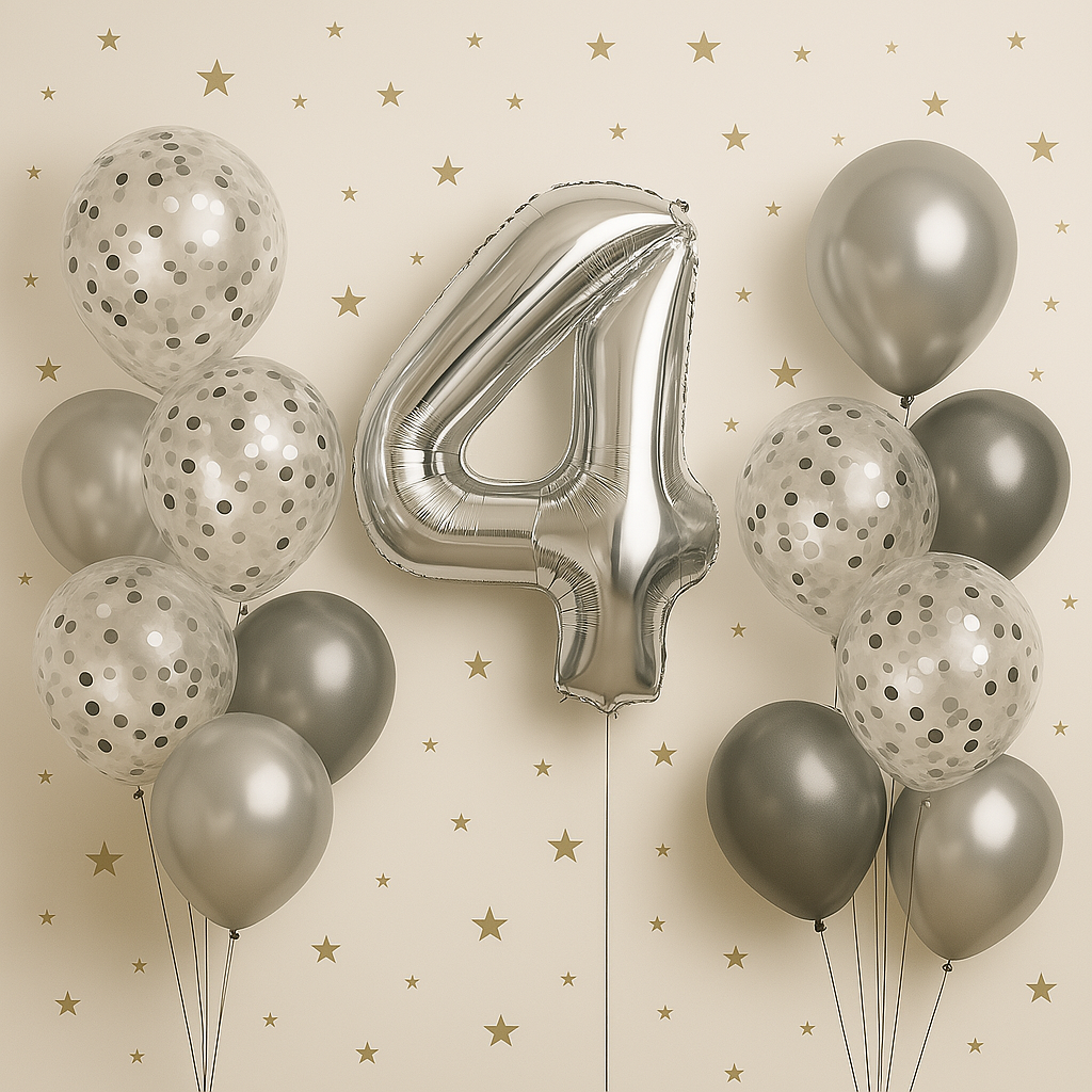 Number Balloon Photo Backdrop – Silver, Gold & Rose Gold (1–9)