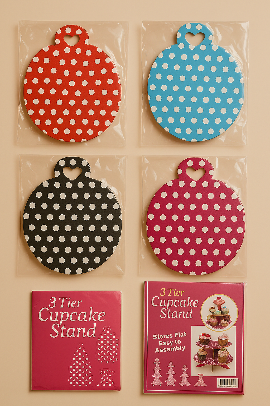 3-Tier Polka Dot Cupcake Stand – Easy to Assemble