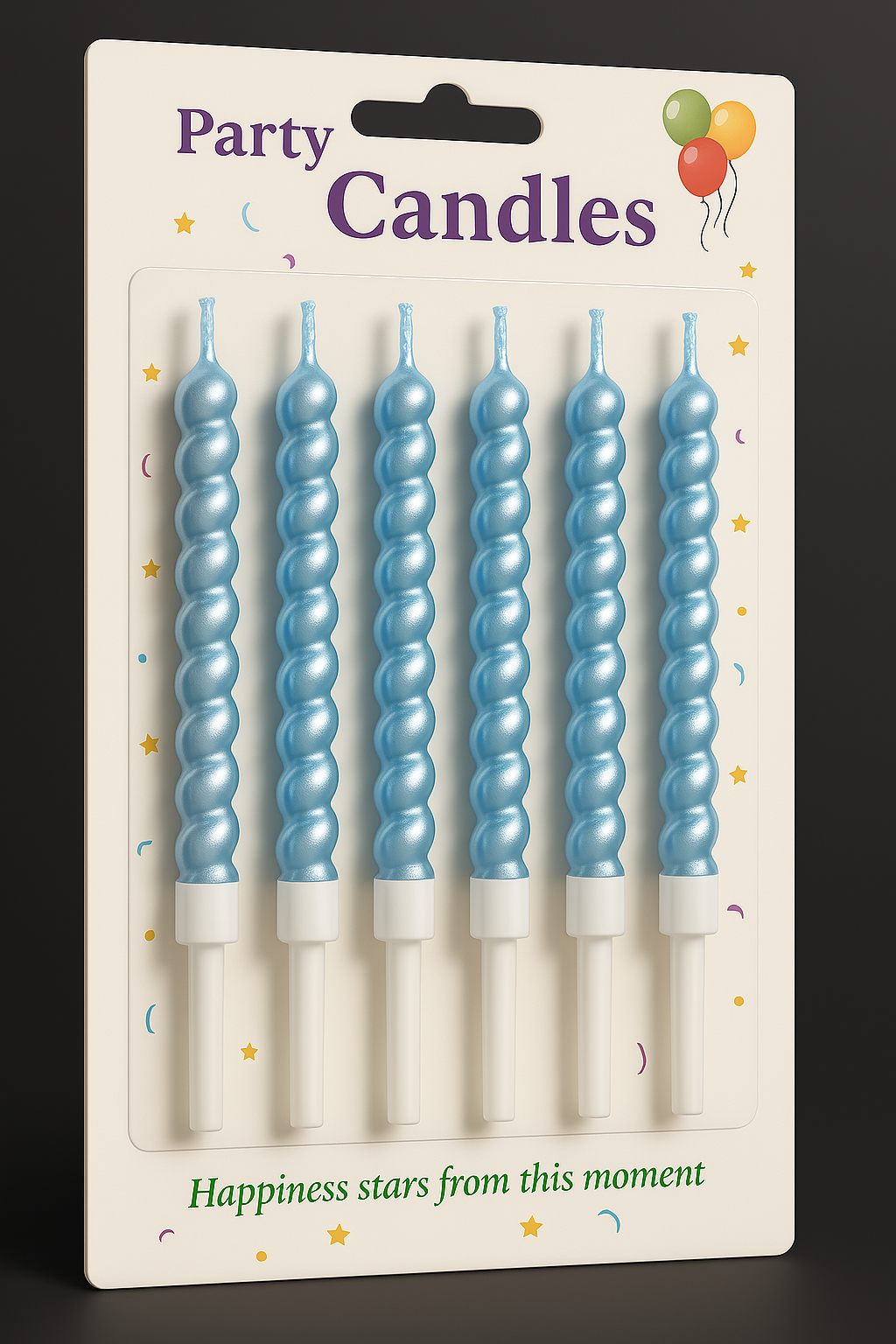 Twist Wave Party Candles – Set of 6 | Golden, Red, Pink, Blue, Rose Gold & Silver