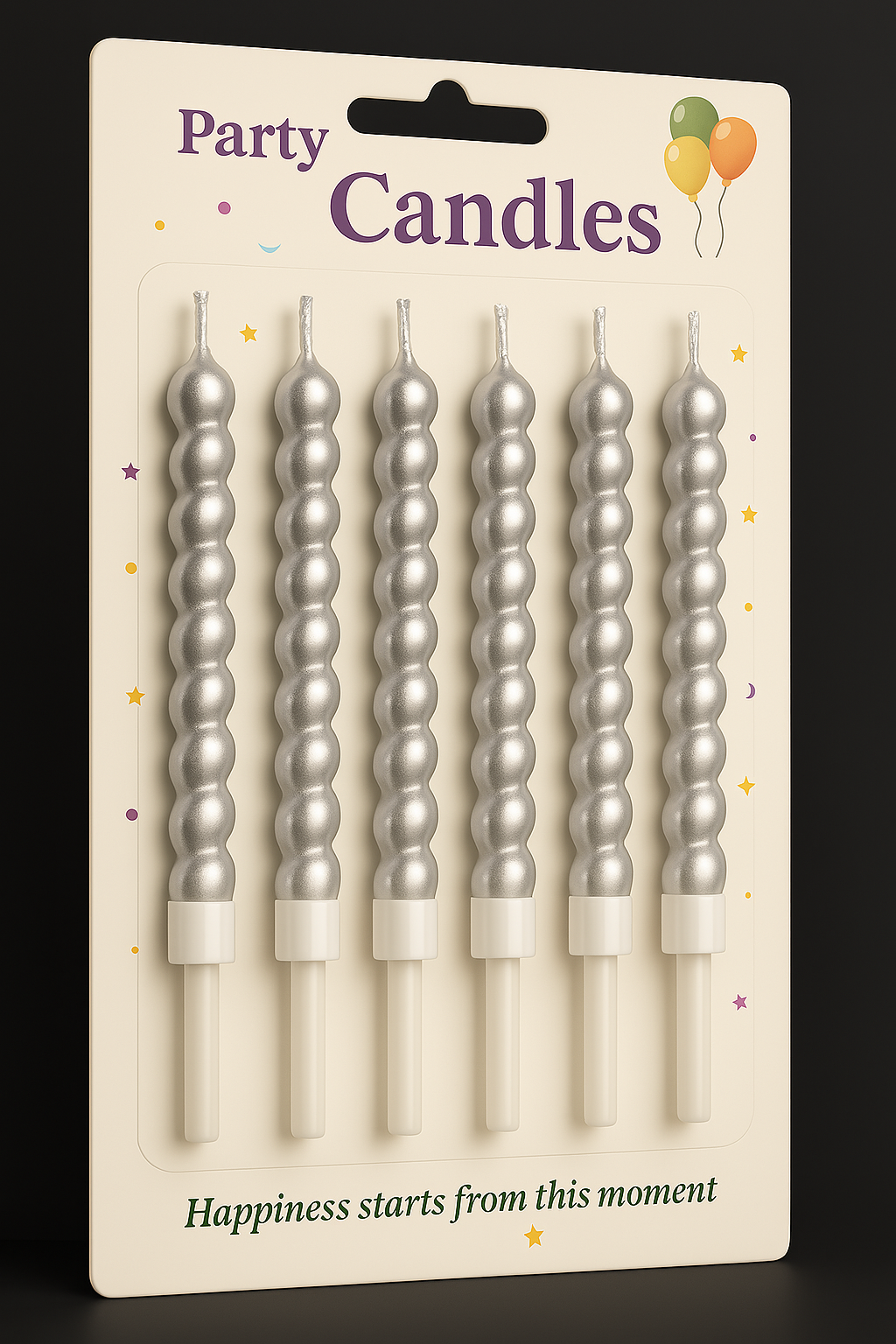 Twist Wave Party Candles – Set of 6 | Golden, Red, Pink, Blue, Rose Gold & Silver