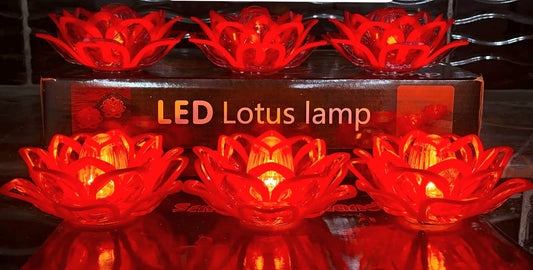 Led Crystal Lotus Lamp Flower Red