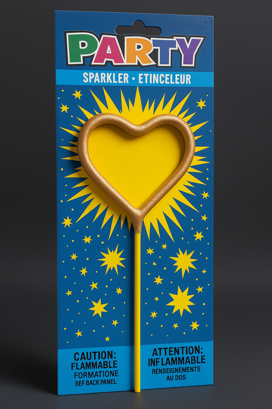 Heart & Star Shaped Party Sparklers – Golden Celebration Spark