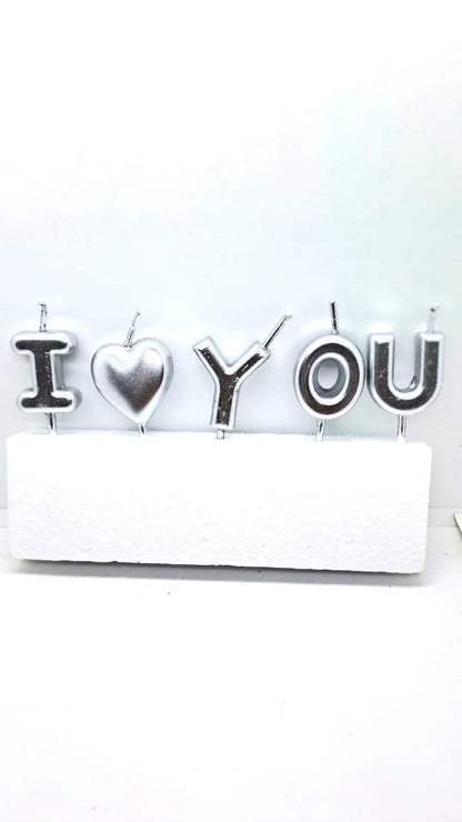I Love you Candles Silver